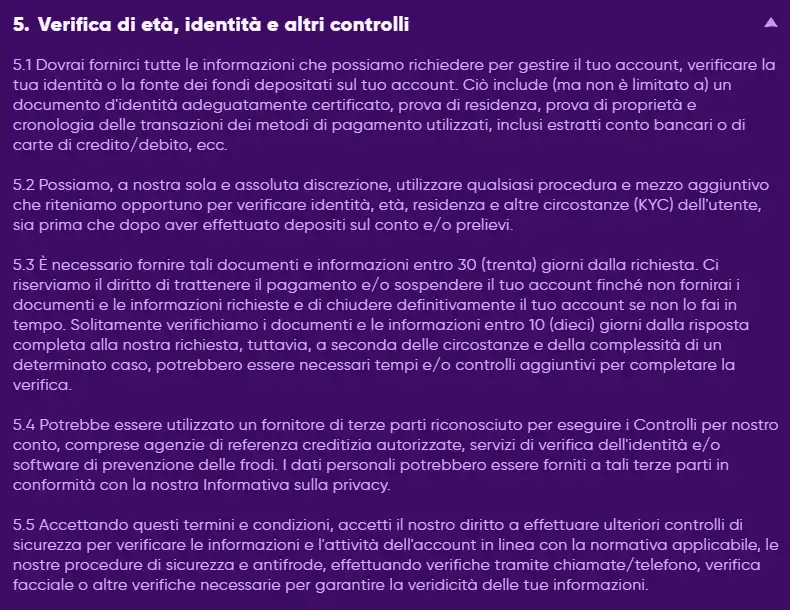 Area registrazione e controlli KYC Kingmaker senza dati personali