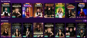 Lobby Casinò Live ufficiale Kingmaker con categorie roulette, blackjack e game show